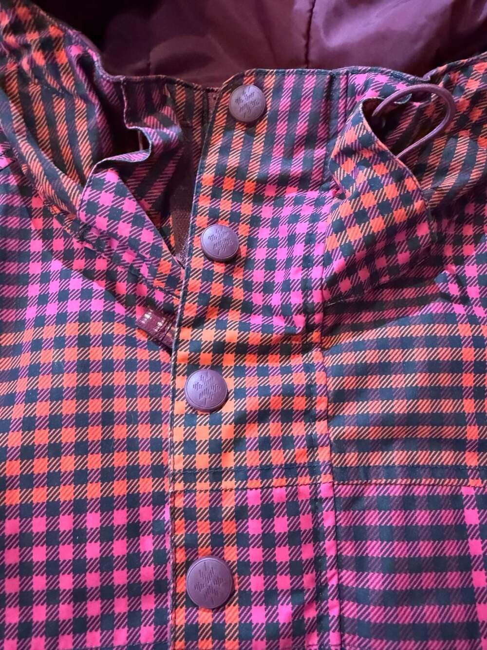 Burton Gingham Red Pink Hooded Jacket Size L (n1) - Picture 6 of 8